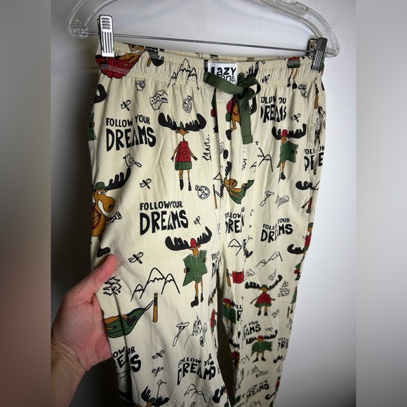 Lazy one Pajama Pants Drawstring Novelty Print Pull on elastic waist M Cotton - Picture 4 of 13